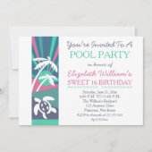 Retro strand zonsondergang Sweet 16 verjaardag zwe Kaart (Voorkant)