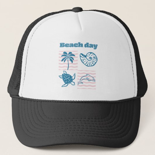 Retro stranddag kust trucker pet (Voorkant)