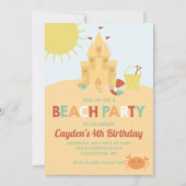 Retro strandfeest Zomer Zandkasteel Verjaardag Kaart (Voorkant)