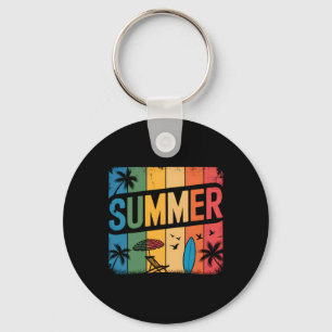 Retro strandgolf zomer tropische zonsondergang est sleutelhanger