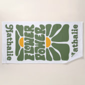 Retro strandlaken met naam - gepersonaliseerd cade (Voorkant)