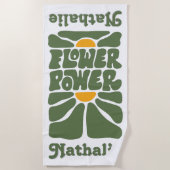 Retro strandlaken met naam - gepersonaliseerd cade (Voorkant)