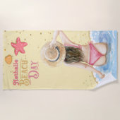 Retro strandlaken met naam - gepersonaliseerd cade (Voorkant)