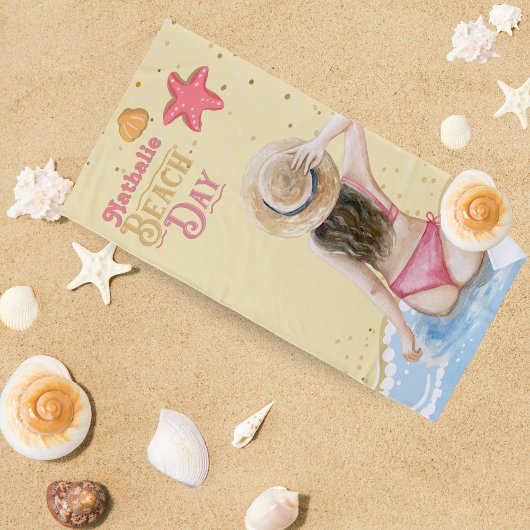 Retro strandlaken met naam - gepersonaliseerd cade