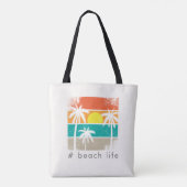 Retro strandleven, witte silhouet tote bag (Achterkant)