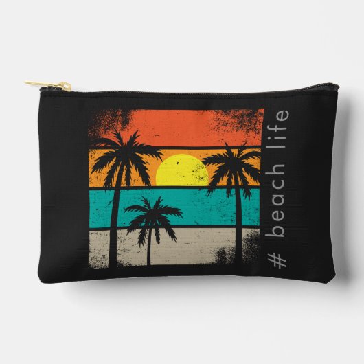 Retro strandleven, zwarte silhouet etui (Voorkant)