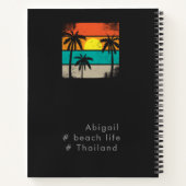 Retro strandleven, Zwarte silhouet Notitieboek (Achterkant)