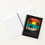 Retro strandleven, Zwarte silhouet Notitieboek (Binnen)