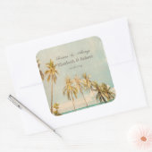 Retro Strandpalmen Vierkante Sticker (Envelop)