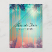 Retro STRANDPARTY Zonnige Palmboom Bewaar de datum Aankondigingskaart (Voorkant)