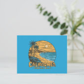 Retro strandtafereel van Californië bij zonsonderg Briefkaart (Staand voorkant)