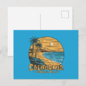 Retro strandtafereel van Californië bij zonsonderg Briefkaart (Voorkant / Achterkant)
