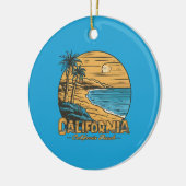 Retro strandtafereel van Californië bij zonsonderg Keramisch Ornament (Links)