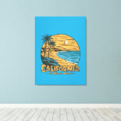Retro strandtafereel van Californische zonsonderga Canvas Afdruk (Insitu (Houten vloer))