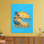 Retro strandtafereel van Californische zonsonderga Canvas Afdruk (Insitu (Woonkamer))