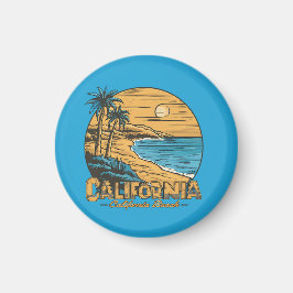 Retro strandtafereel van Californische zonsonderga Magneet