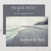 Retro strandvuur op het koele strand kaart (Voorkant / Achterkant)