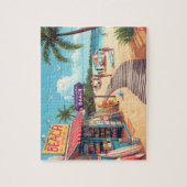 Retro strandwinkel & promenade vakantiesfeer legpuzzel (Verticaal)