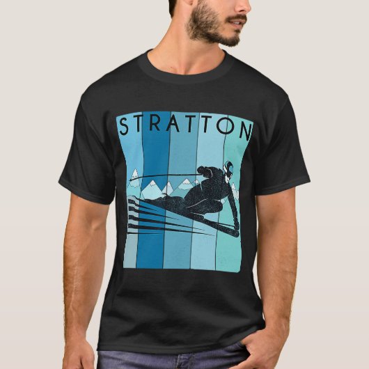 Retro Stratton Vermont Snow Ski T-shirt (Voorkant)