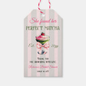 Retro Strawb Perfect Matcha Roze Strik Bruidsmeisj Cadeaulabel (Voorkant)