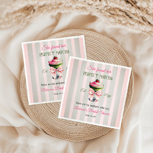 Retro Strawb Perfect Matcha Roze strik Vrijgezelle Servet