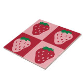 Retro Strawberry Checkerboard patroon Tegeltje (Zijkant)