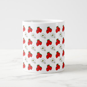 Retro Strawberry en Flowers Pattern Jumbo Mok