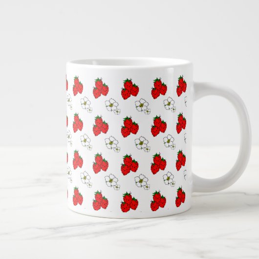Retro Strawberry en Flowers Pattern Jumbo Mok (Rechts)