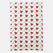 Retro Strawberry en Flowers Pattern Theedoek (Verticaal)