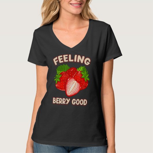 Retro Strawberry Feeling Berry Good Positive Mind T-shirt (Voorkant)