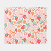 Retro strawberry  fleece deken (Voorkant (Horizontaal))