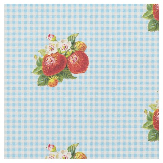 Retro Strawberry Gingham Pattern Stof (Close Up)