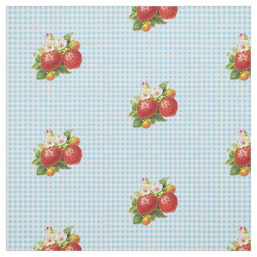 Retro Strawberry Gingham Pattern Stof (Swatch)