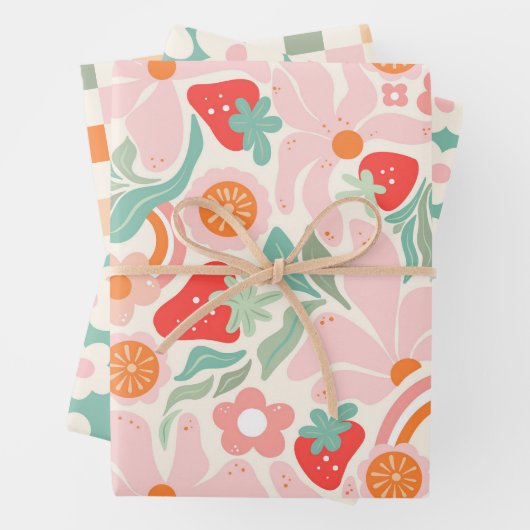 Retro strawberry  inpakpapier vel (In situ)