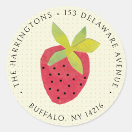 Retro Strawberry Schattige Origineel Art Retouradr Ronde Sticker