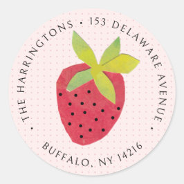 Retro Strawberry Schattige Origineel Art Retouradr Ronde Sticker