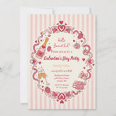 Retro Streep Galentine's Uitnodiging (Voorkant)
