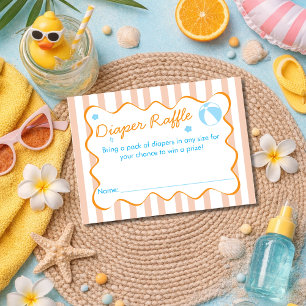 Retro Streep Luier Lotterij Zomer Baby Shower Spel Informatiekaartje