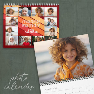 Retro Streep Volledige Foto Elke Maand Kalender