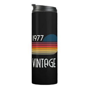 Retro streep zon uit 1977 Vintage Thermosbeker