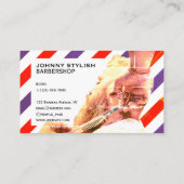 Retro  streepjes rood en blauw visitekaartje (Achterkant)