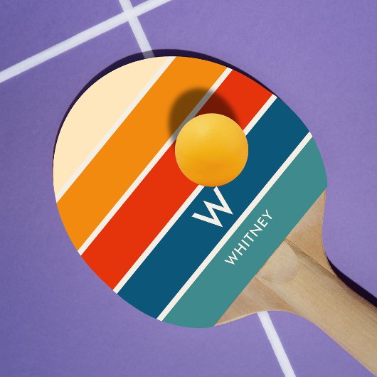 Retro-streepmonogram persoonlijk tafeltennisbatje