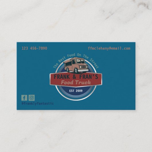 Retro Street Food Truck Visitekaartje (Voorkant)
