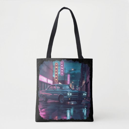 Retro Street Scene Art 1940s Classic Car  Tote Bag (Voorkant)