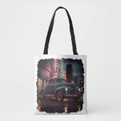 Retro Street Scene Art 1940s Classic Car Tote Bag (Voorkant)