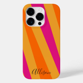 Retro strepen 70s 80s Roze Sinaasappel Mosterd Gro Case-Mate iPhone 14 Pro Hoesje