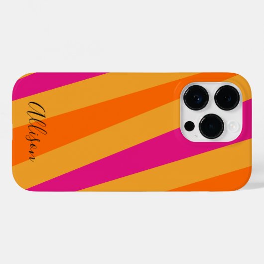 Retro strepen 70s 80s Roze Sinaasappel Mosterd Gro Case-Mate iPhone Case (Achterkant (horizontaal))
