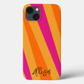 Retro strepen 70s Sinaasappel Mosterd Groovy Case-Mate iPhone Case (Achterkant)
