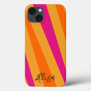 Retro strepen 70s Sinaasappel Mosterd Groovy Case-Mate iPhone Case