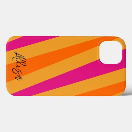 Retro strepen 70s Sinaasappel Mosterd Groovy Case-Mate iPhone Case (Achterkant (horizontaal))